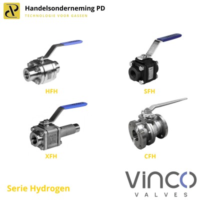Kogelafsluiters Vinco speciaal voor waterstof series HFH, SFH, XFH en CFH